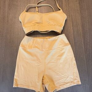 Yellow Sports Bra and Shorts Set